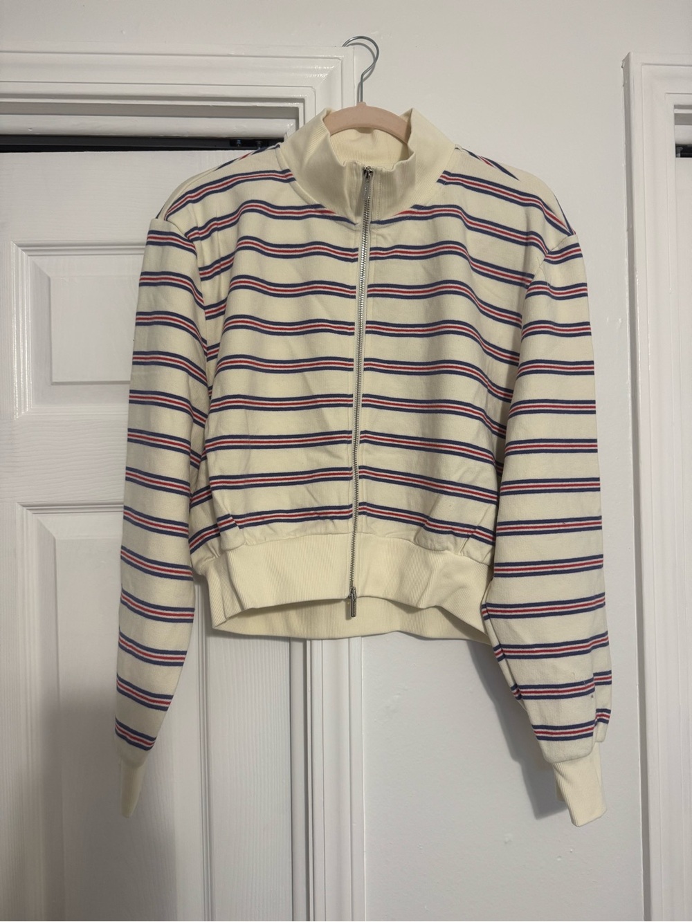 Parke anchor stripe zip up mockneck